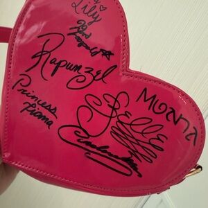 Heart-Shaped Pink Bag Signed by Disney Princesses